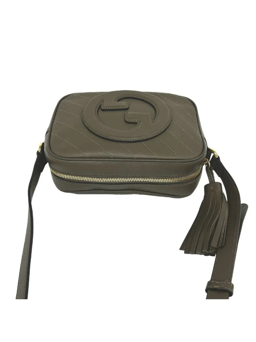 Gucci Blondie Interlocking G Tassel Leather Shoulder Bag Pochette Brown